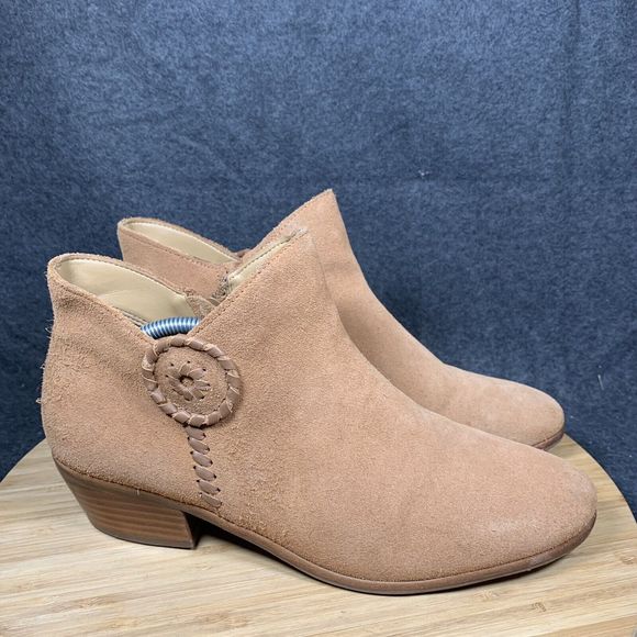 Jack Rogers Womens Brown‎ Suede Ankle Boots Sz US 9 Side Zip - Picture 1 of 8